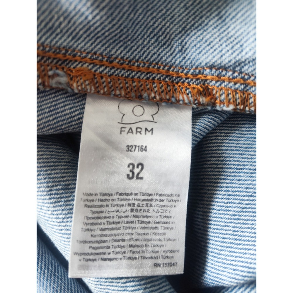New Farm Rio Skirt 32 Denim Maxi Wave Light Wash Scalloped Button Front Artsy - Picture 8 of 12